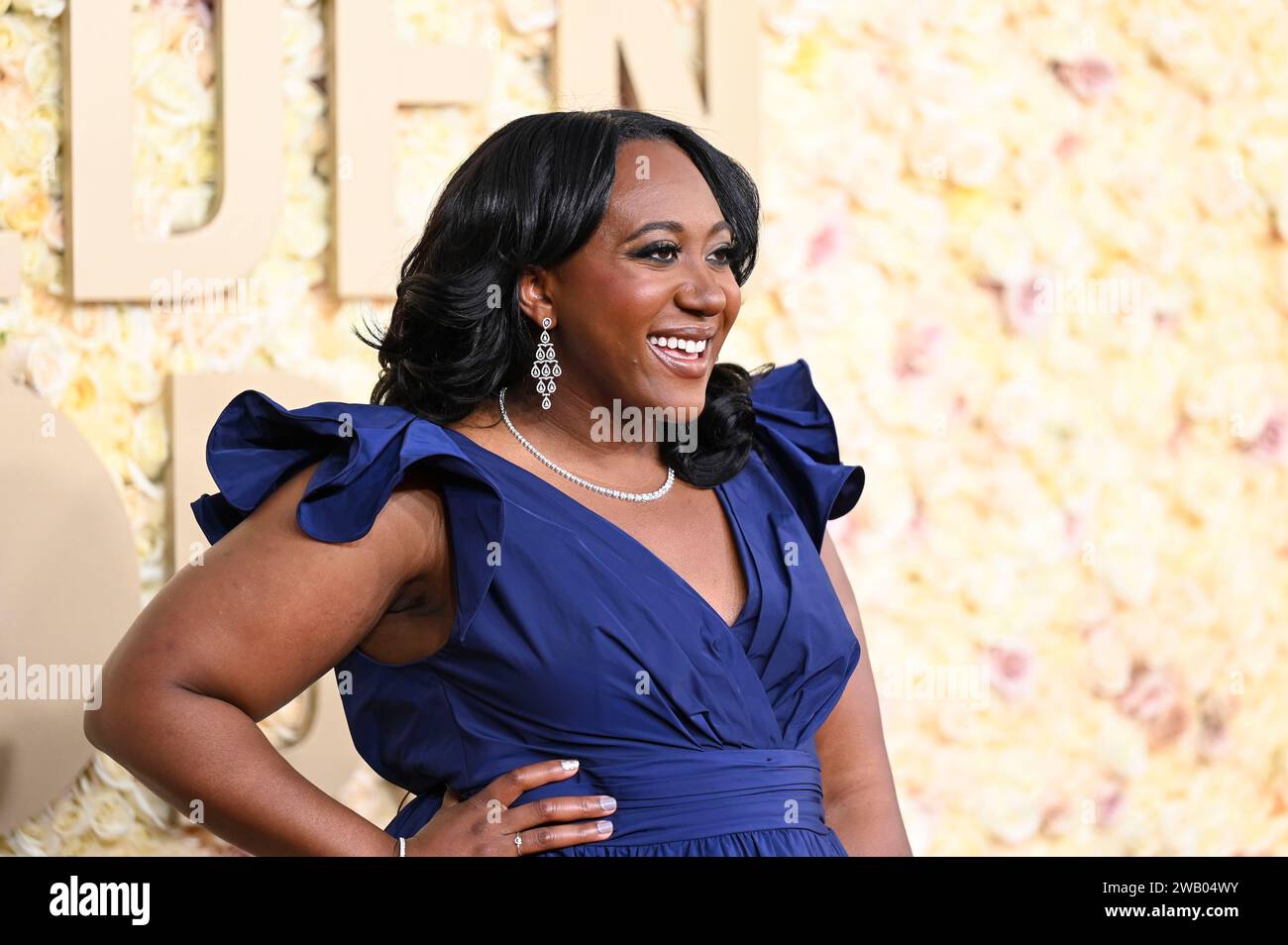 Angelique Jackson au 81e Golden Globe Awards qui s'est tenu à l'hôtel Beverly Hilton le 7 janvier 2024 à Beverly Hills, en Californie. Crédit : PMC/Alamy Live News Banque D'Images