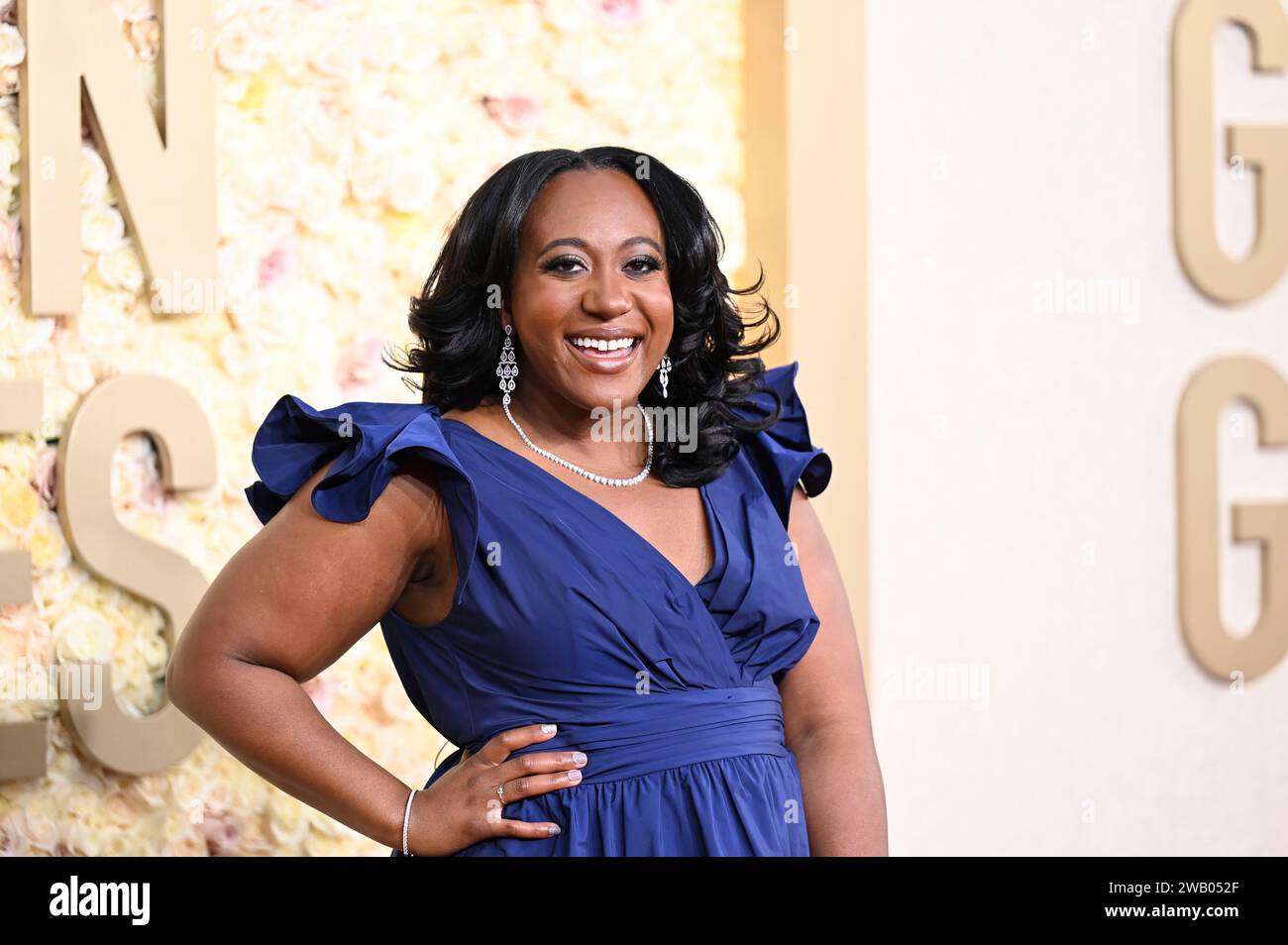 Angelique Jackson au 81e Golden Globe Awards qui s'est tenu à l'hôtel Beverly Hilton le 7 janvier 2024 à Beverly Hills, en Californie. Crédit : PMC/Alamy Live News Banque D'Images