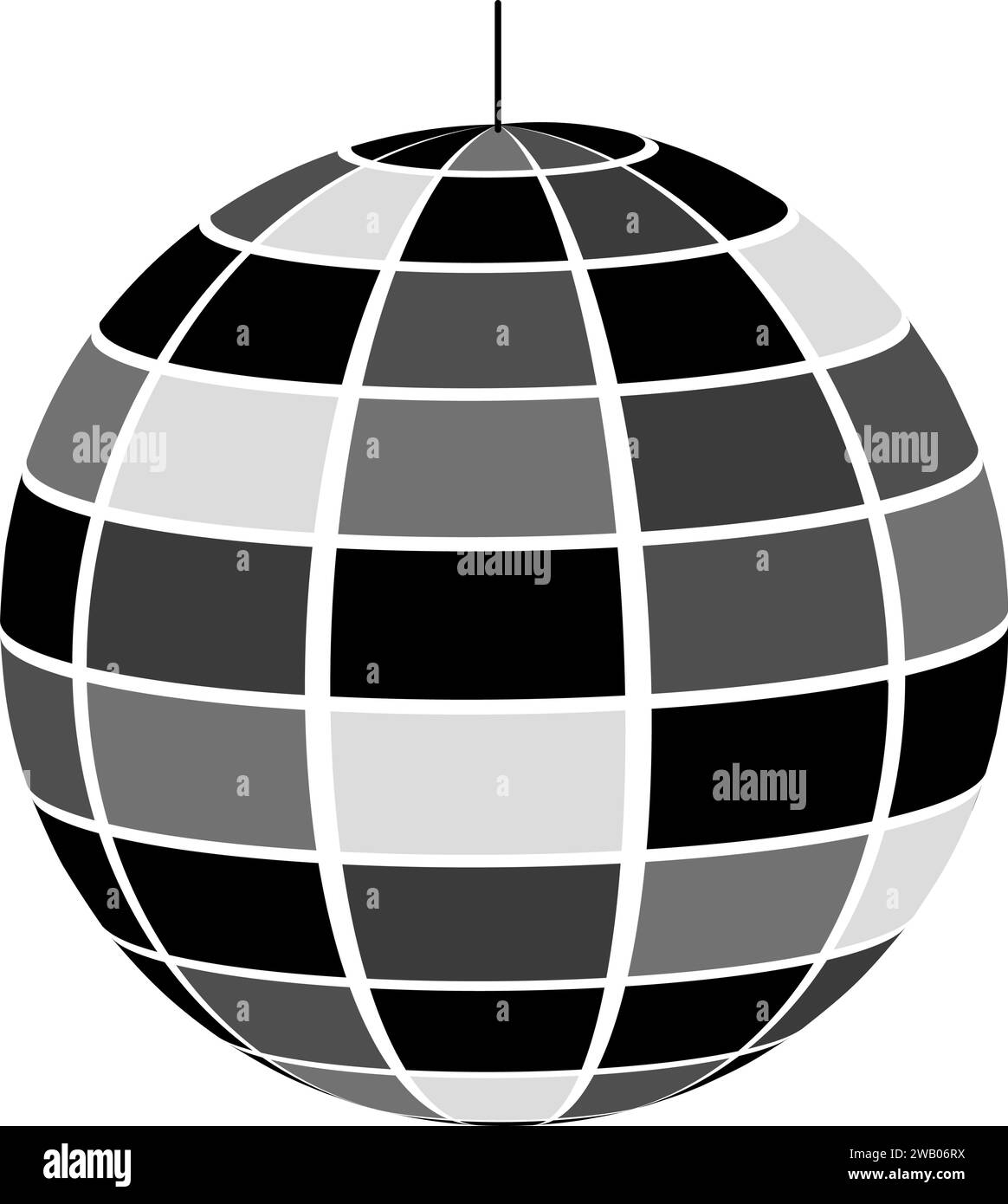 Icône miroir de la discothèque. Sphère de boîte de nuit brillante. Danse musique fête disco ball. Mirrorball dans le style rétro de la discothèque 70s 80s. Symbole de la vie nocturne Illustration de Vecteur