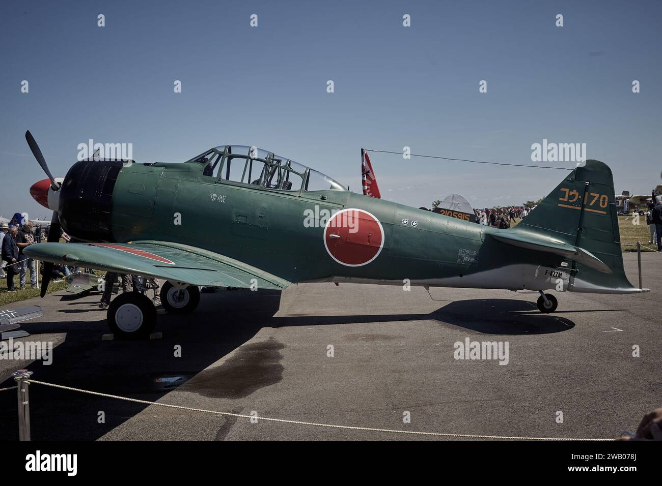 Green Japanese plane - Zero - de la guerre du Pacifique au salon aérien en France. Banque D'Images