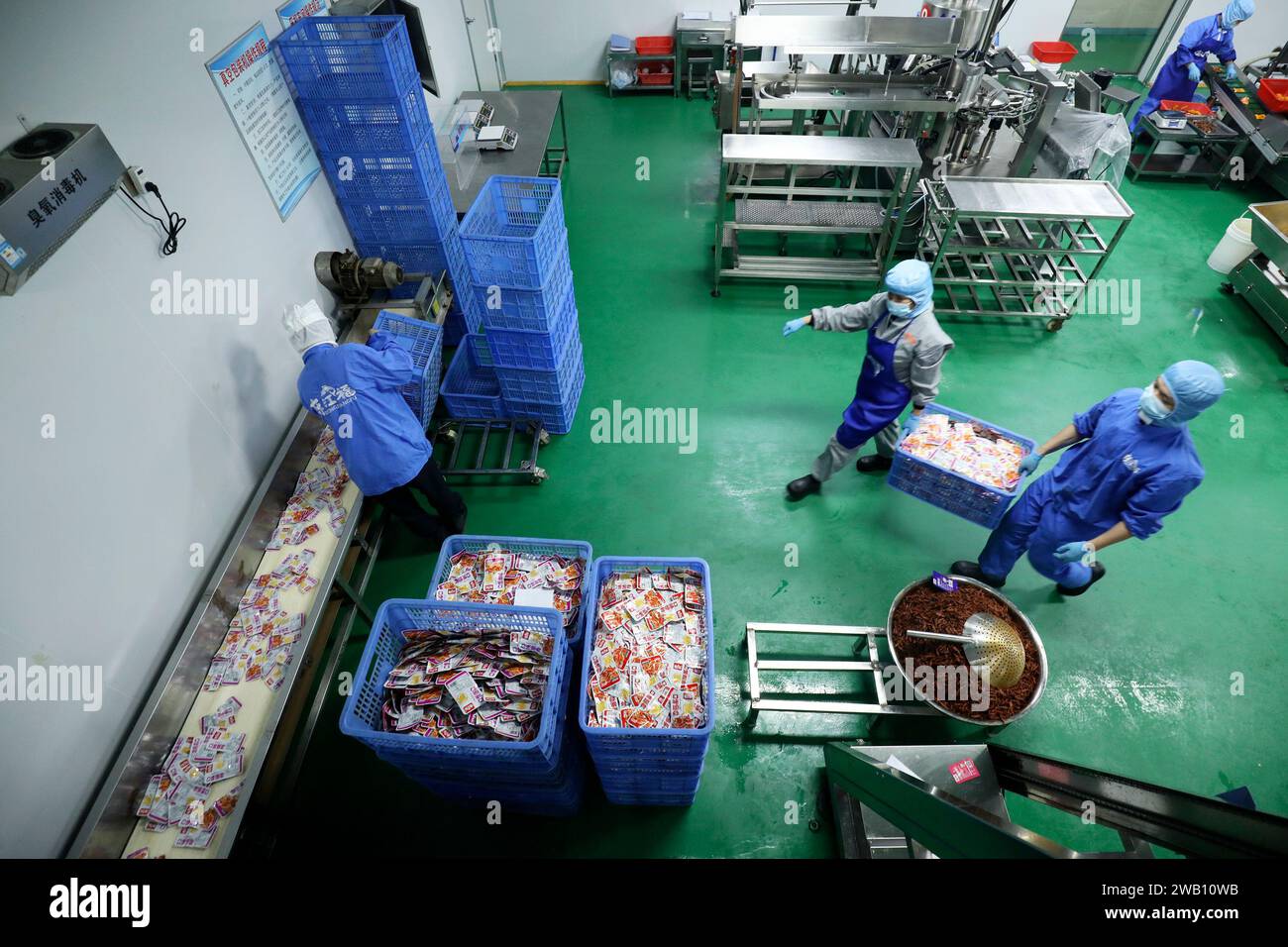 ZIXING, CHINE - 4 JANVIER 2024 - des travailleurs produisent des produits de la pêche dans un atelier d'une entreprise d'aliments naturels dans la ville de Zixing, province du Hunan, Chine, en janvier Banque D'Images