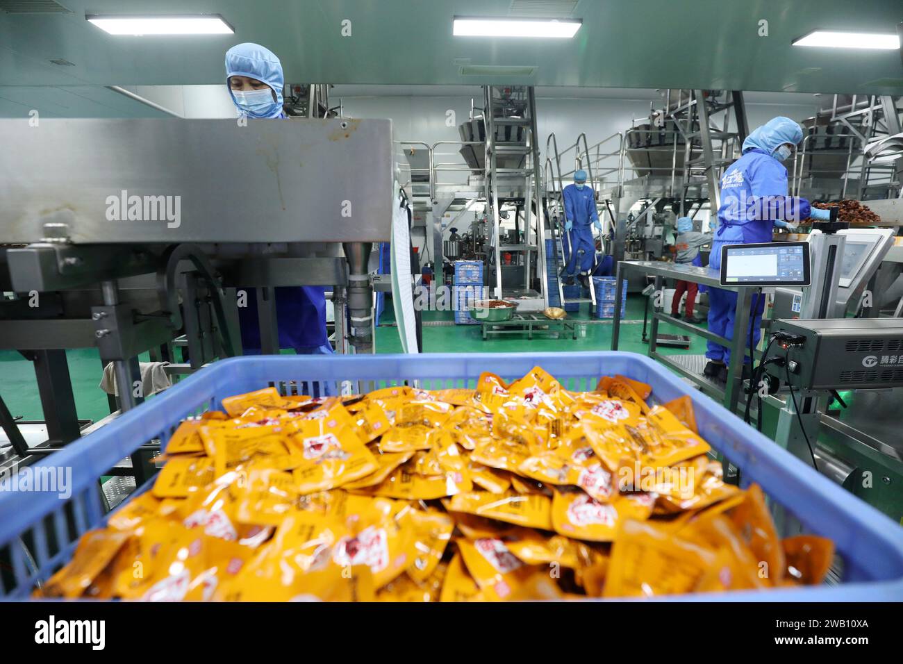 ZIXING, CHINE - 4 JANVIER 2024 - des travailleurs produisent des produits de la pêche dans un atelier d'une entreprise d'aliments naturels dans la ville de Zixing, province du Hunan, Chine, en janvier Banque D'Images