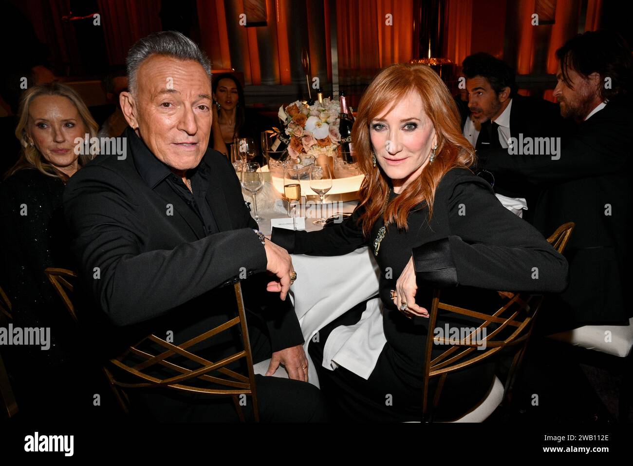 Beverly Hills, États-Unis. 07 janvier 2024. Bruce Springsteen et Patti Scialfa lors du 81e Golden Globe Awards qui s'est tenu à l'hôtel Beverly Hilton le 7 janvier 2024 à Beverly Hills, en Californie. Crédit : PMC/Alamy Live News Banque D'Images