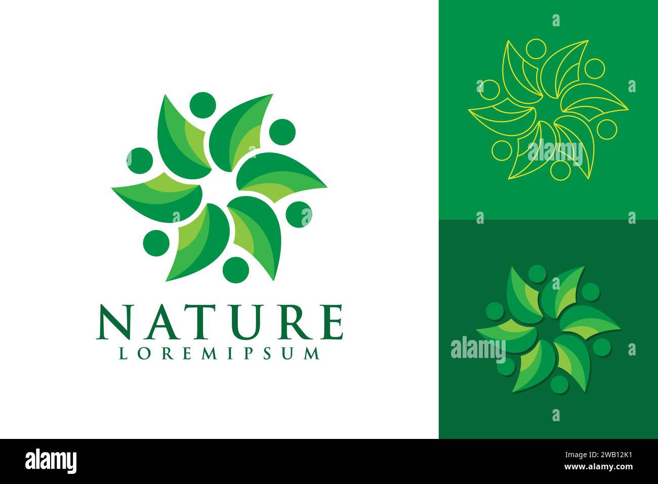 Logo de la nature verte symbole de la beauté naturelle et concept de feuille circulaire de nourriture biologique Illustration de Vecteur