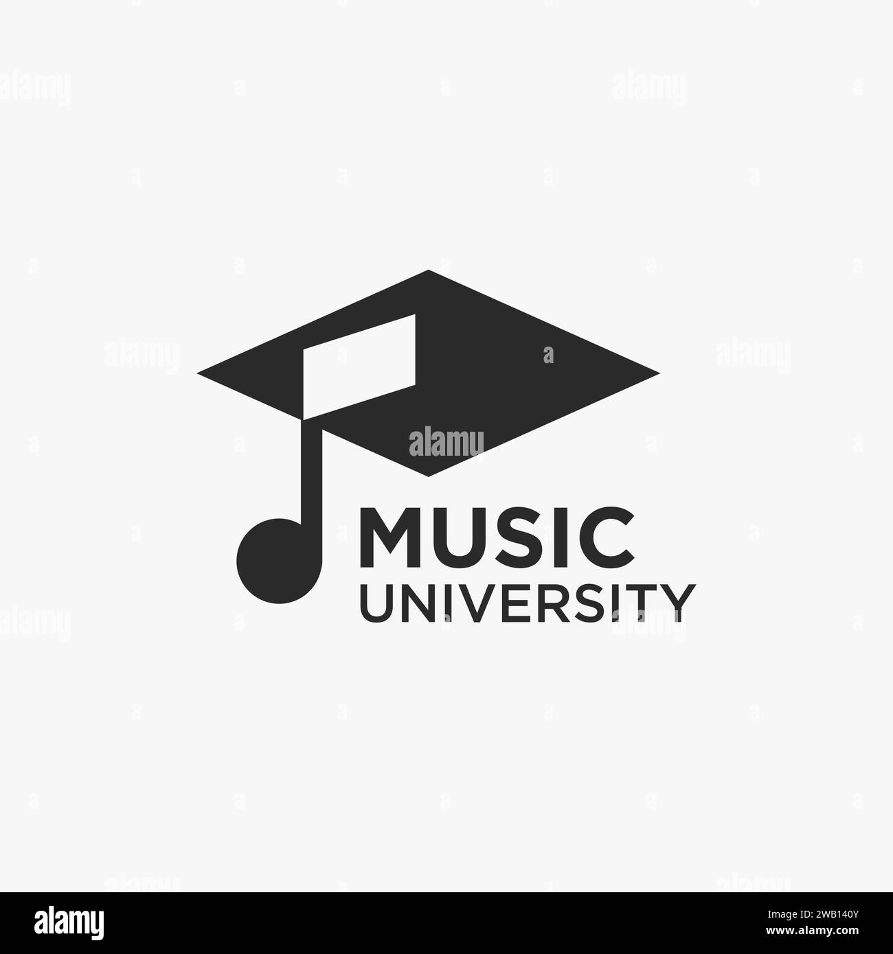 Chapeau de graduation de modèle de vecteur d'icône de logo de note musicale sur fond blanc Illustration de Vecteur