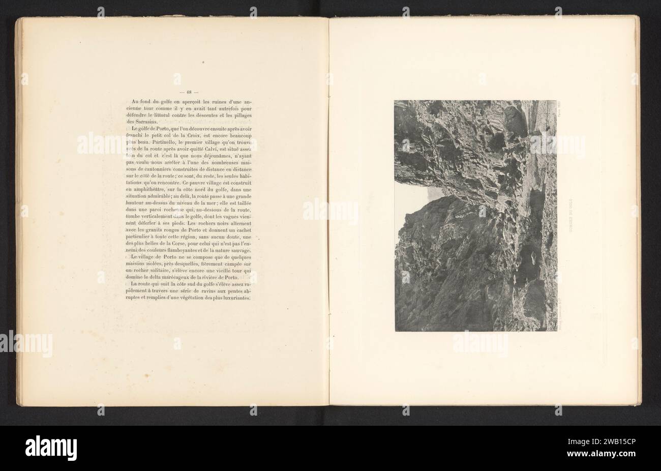 Kloof van de rivier Golo te Corsica, Roland Napoleon Bonaparte, c. 1881 - en 1890 ou avant impression photomécanique CesanPis papier ravin, gouffre, abîme, canyon. rivière Corse Banque D'Images