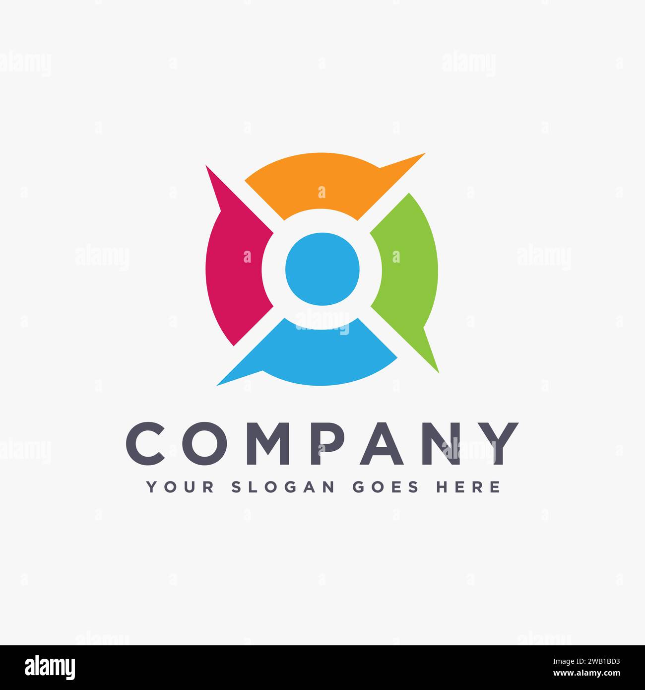 Groupe personnes et modèle de vecteur d'icône de logo de discussion de bulle sur fond blanc Illustration de Vecteur