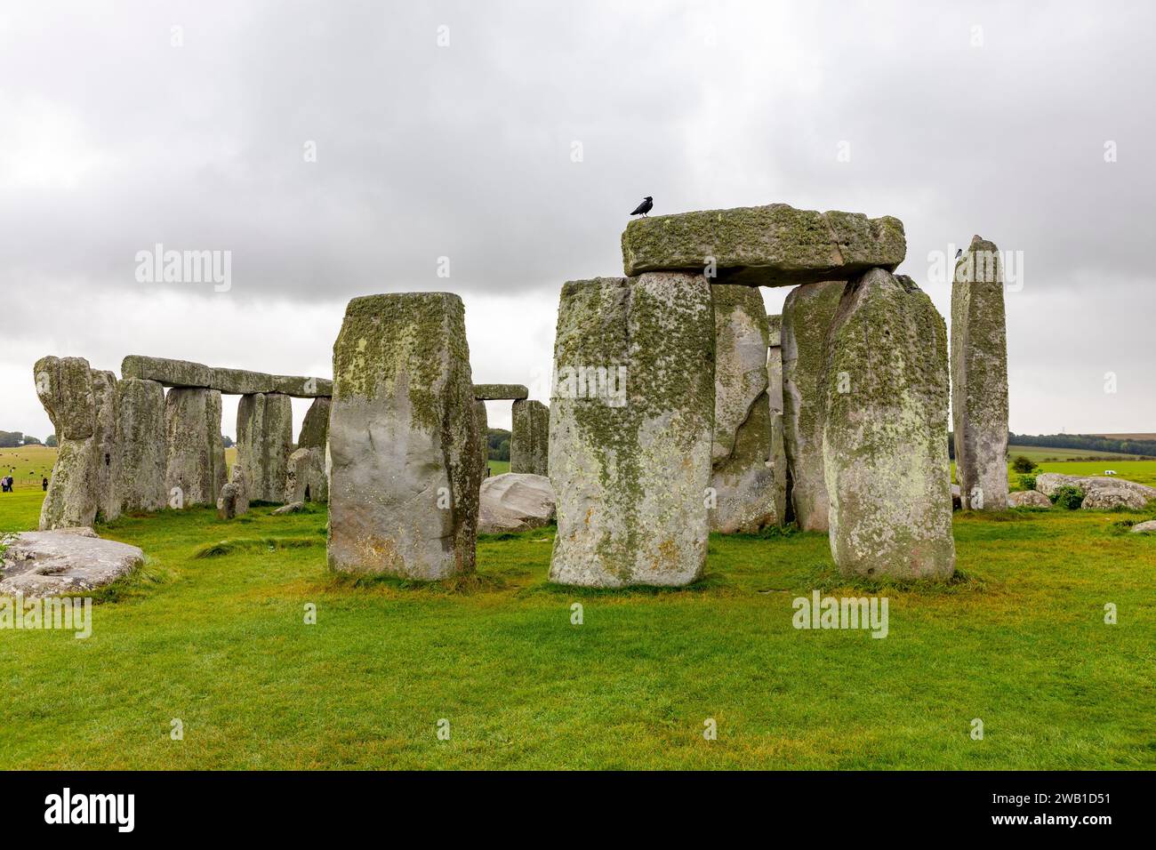 Monument du cercle de pierre de Stonehenge sur la plaine de salisbury dans le Wiltshire, automne 2023, monument préhistorique et centre des visiteurs, Angleterre, Royaume-Uni, 2023 Banque D'Images