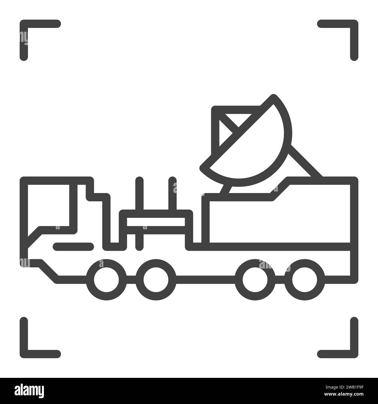 Radar icône de concept de vecteur de camion militaire ou symbole dans le style de contour Illustration de Vecteur