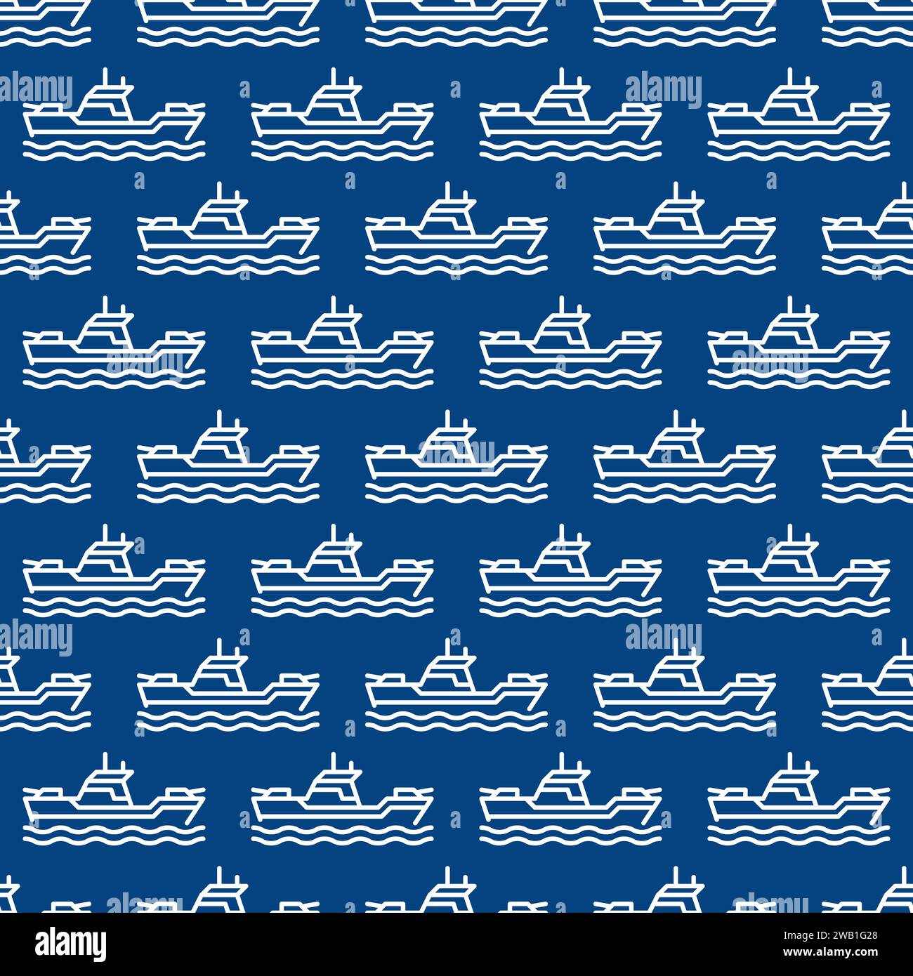 Vecteur de navire de guerre concept de navire militaire contour bleu modèle sans couture - fond de ligne Battleship Illustration de Vecteur