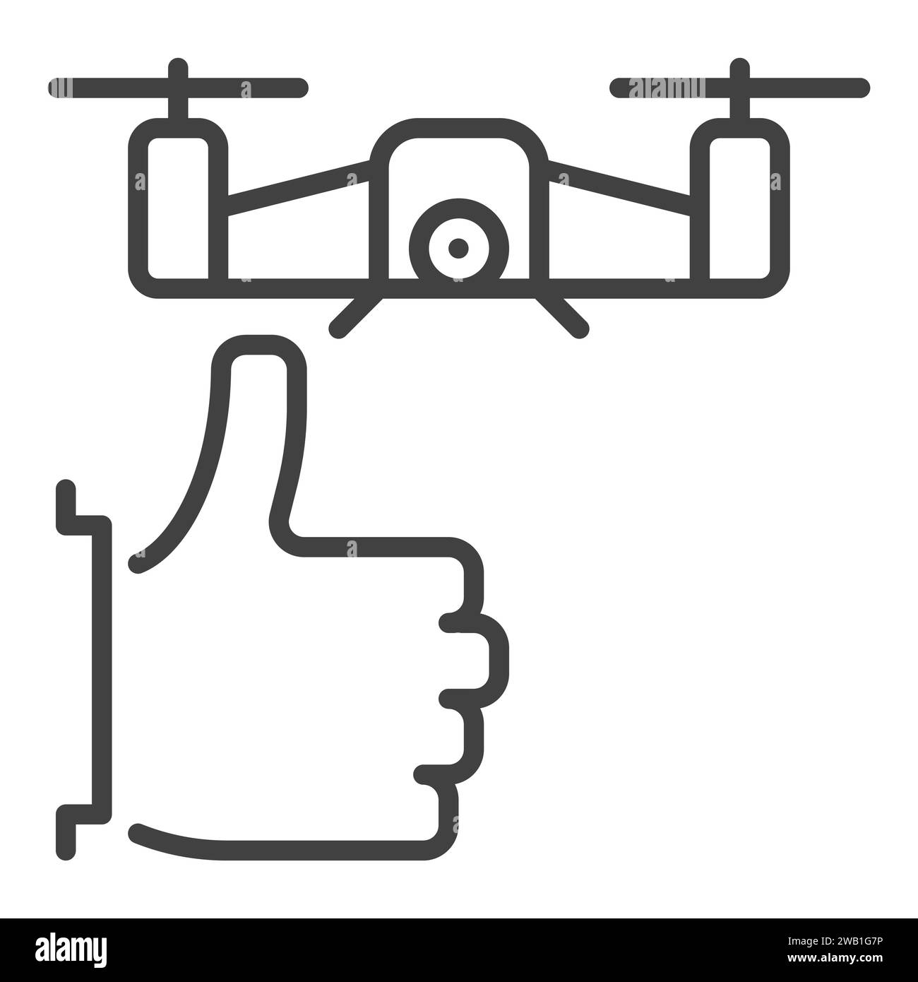 Drone et Thumbs Up vecteur I Love Quadcopters concept contour icône ou élément de conception Illustration de Vecteur