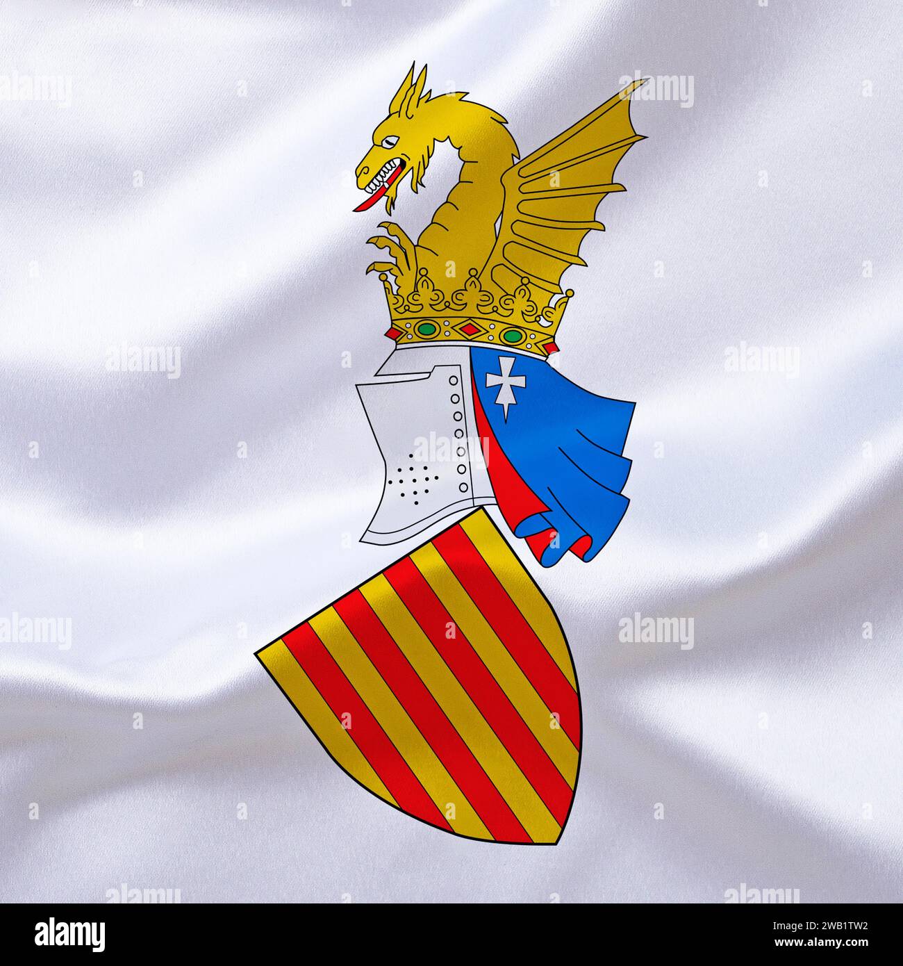 Drapeau Espagne Armoiries 3D Illustration Stock