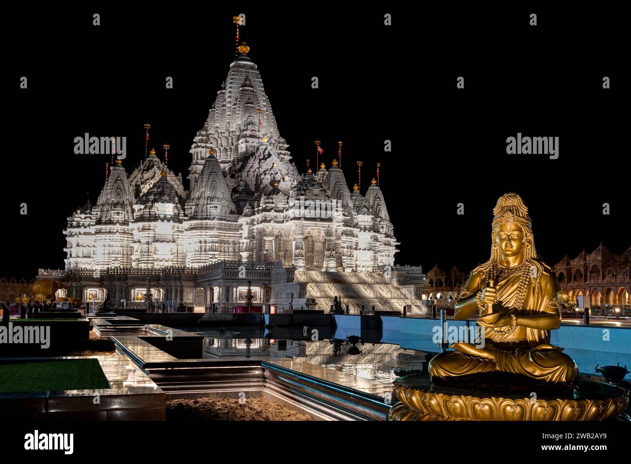 BAPS Swaminarayan Akshardham. Temple hindou. Robbinsville, NJ, États-Unis Banque D'Images