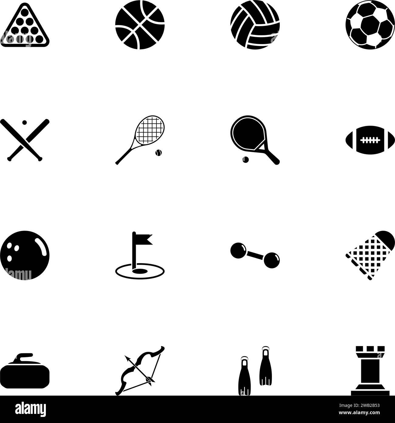 Icône Sport - développer à n'importe quelle taille - changer à n'importe quelle couleur. Perfect Flat Vector contient des icônes telles que balle, football, golf, badminton, tennis, rugby Illustration de Vecteur