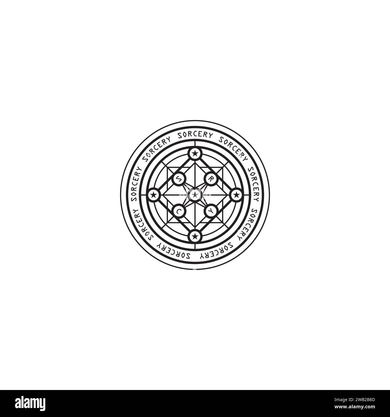 Logo ou icône de symbole de sorcellerie Illustration de Vecteur