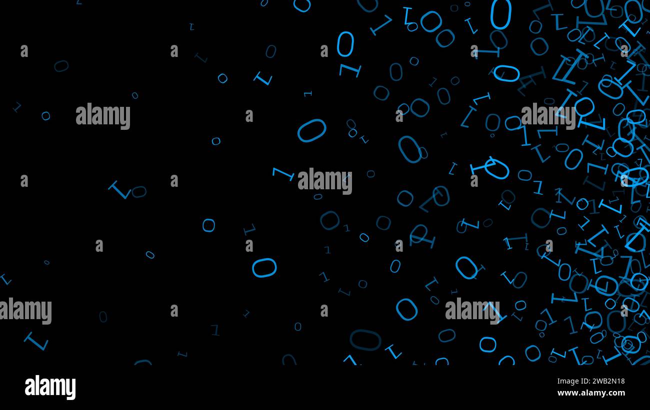 Bit binaire 0 1 Sparkle bleu lueur design futuriste Banque D'Images