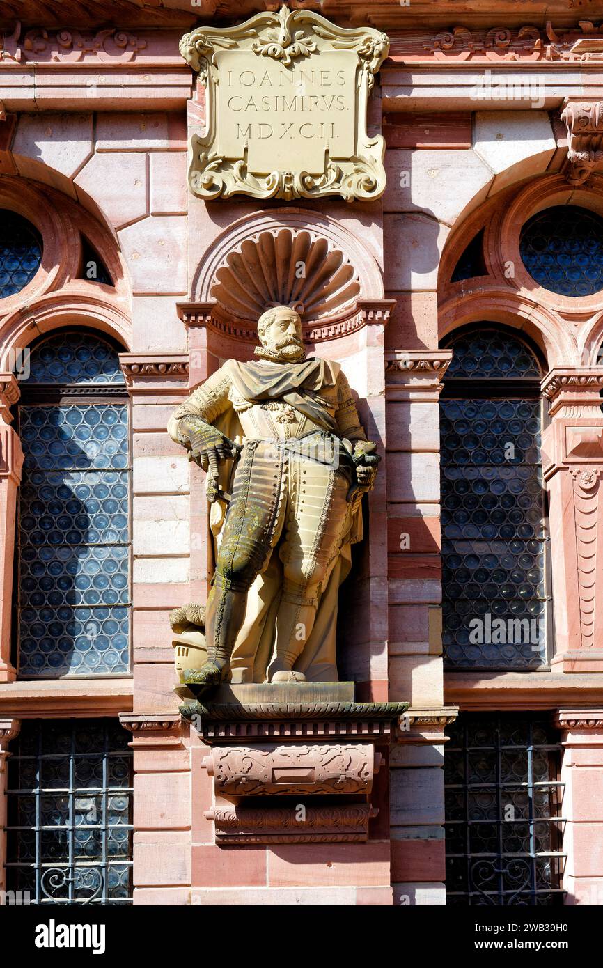 Château de Heidelberg, statue de John Casimir, Heidelberg, Bade Wurtemberg, Allemagne Banque D'Images