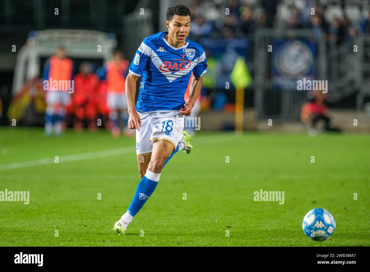 Alexander Jallow du Brescia Calcio FC lors du match de championnat italien de football de Serie B entre Brescia Calcio et SSC Bari à Mario Rigamonti Stad Banque D'Images