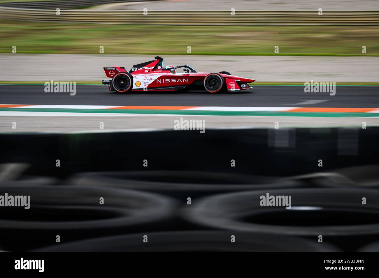 Entraînement de voiture électrique NISSAN Formula E sur le circuit Ricardo Tormo de Valence lors de l'ABB FIA Formula E Test 2024 Banque D'Images