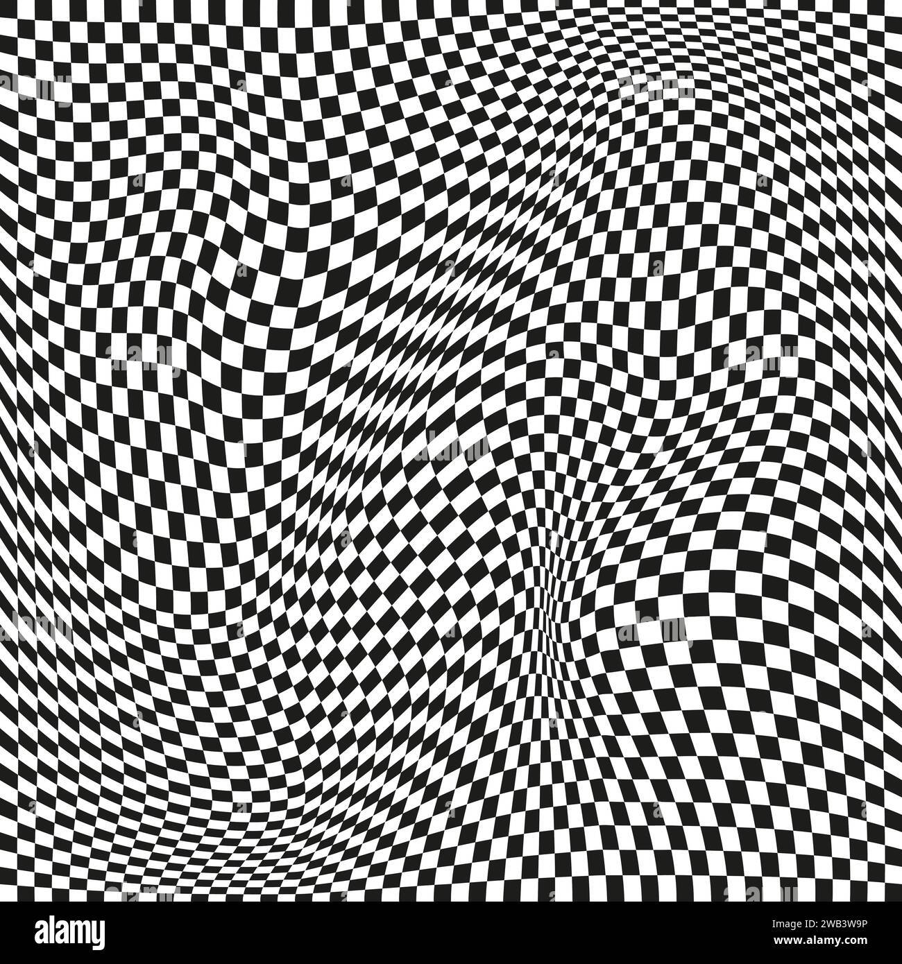 Motif à carreaux sans couture. Bannière d'illusion optique déformée. Motif incurvé à carreaux op art. Illustration de Vecteur