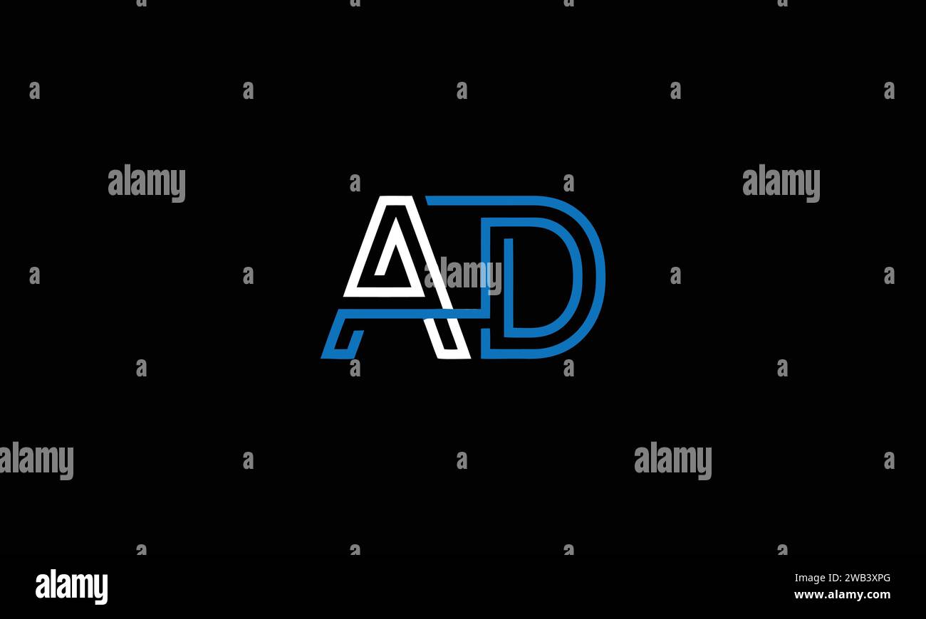 AD logo Design, Creative Professional Trendy Letter AD Monogram en couleur noir et blanc Illustration de Vecteur