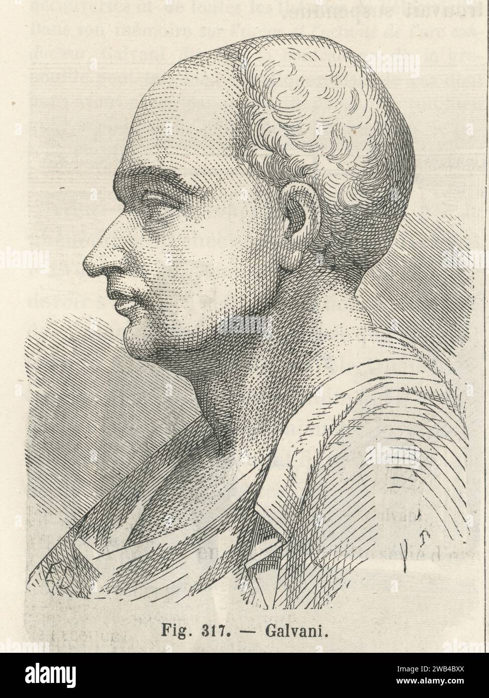 Portrait de Luigi Galvani, physicien et médecin italien. Illustration tirée de 'les merveilles de la science ou description populaire des inventions modernes' écrite par Louis Figuier et publiée en 1867 par Furne, Jouvet et Cie Banque D'Images