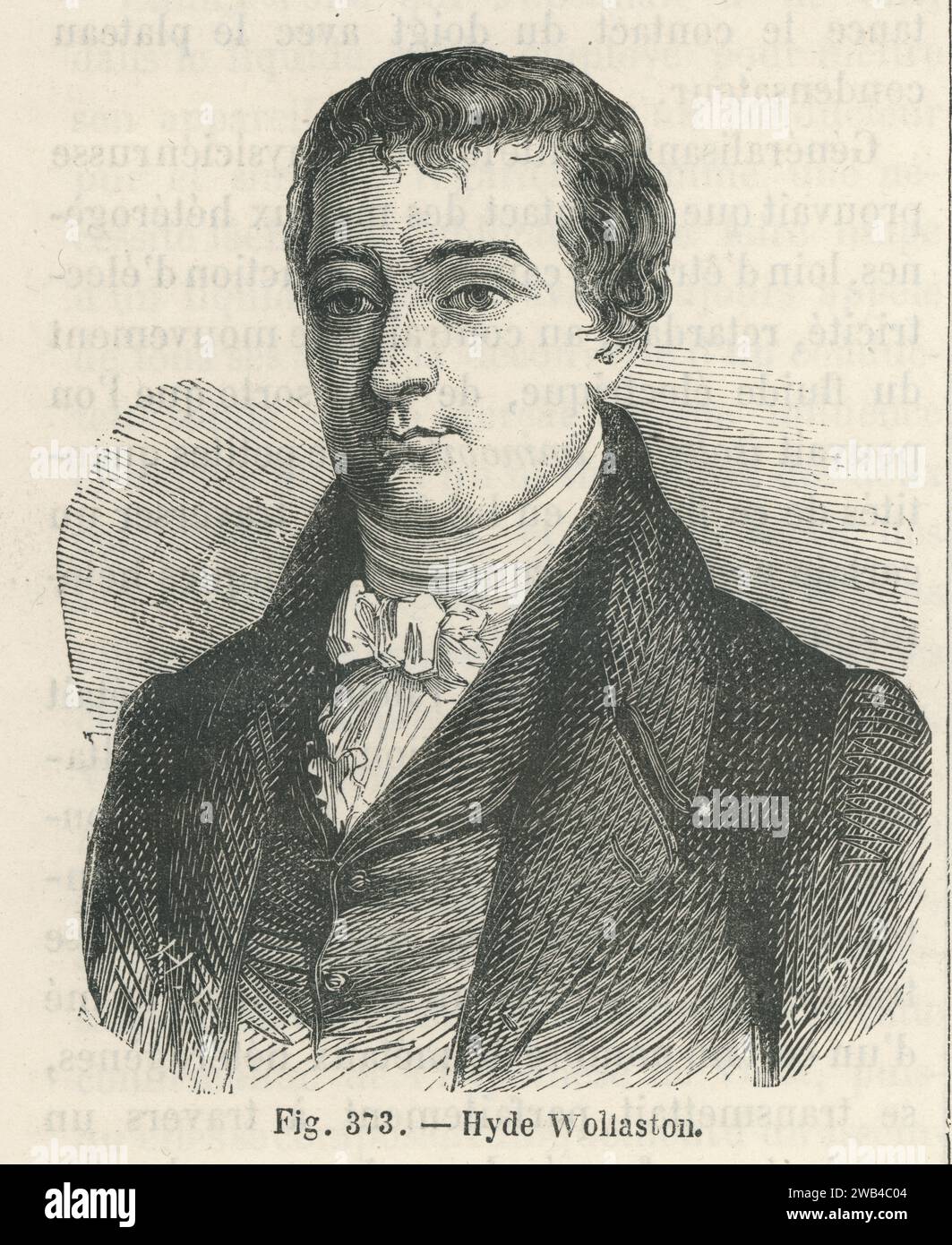 Portrait de William Hyde Wollaston, physicien et chimiste britannique. Illustration tirée de 'les merveilles de la science ou description populaire des inventions modernes' écrite par Louis Figuier et publiée en 1867 par Furne, Jouvet et Cie Banque D'Images