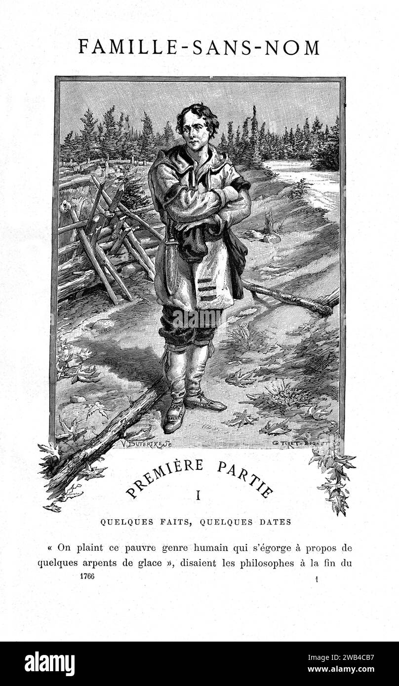 Frontispice de la première partie Jules Verne, 'famille sans Nom' (français : famille-sans-nom) Editions Hetzel du 19e siècle Collection privée Banque D'Images