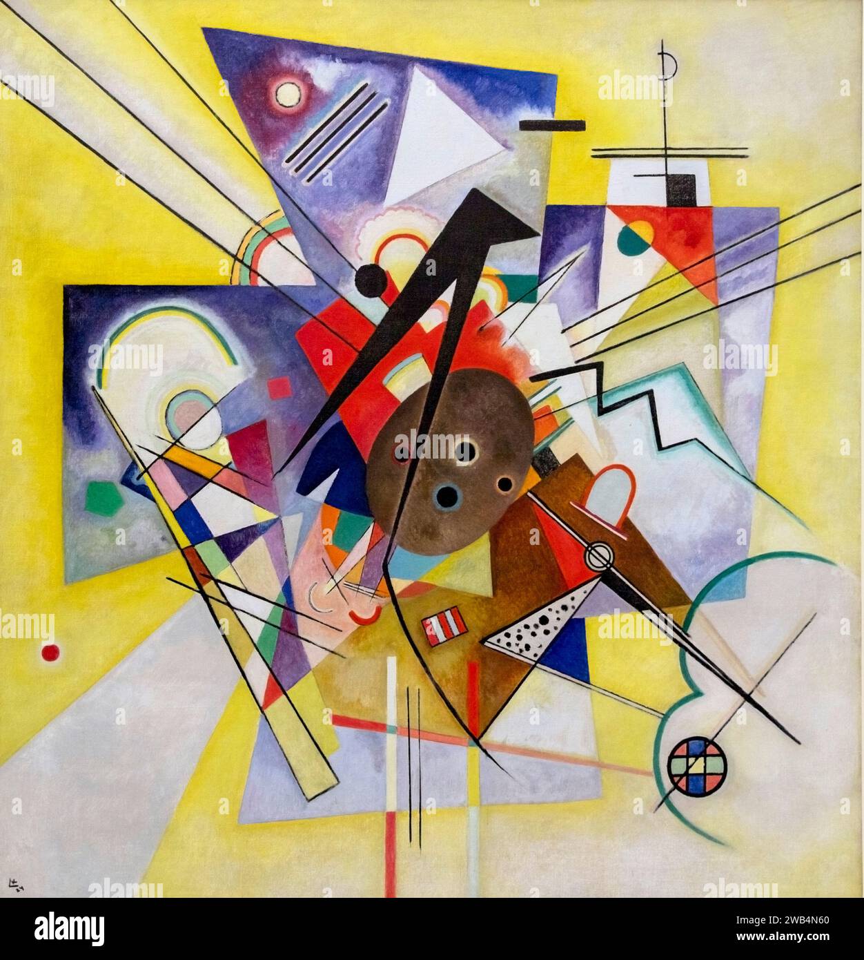 Vasily Kandisnsky peint des peintures Yellow accompagnement (1924) au Solomon R. Guggenheim Museum, New York , USA Banque D'Images