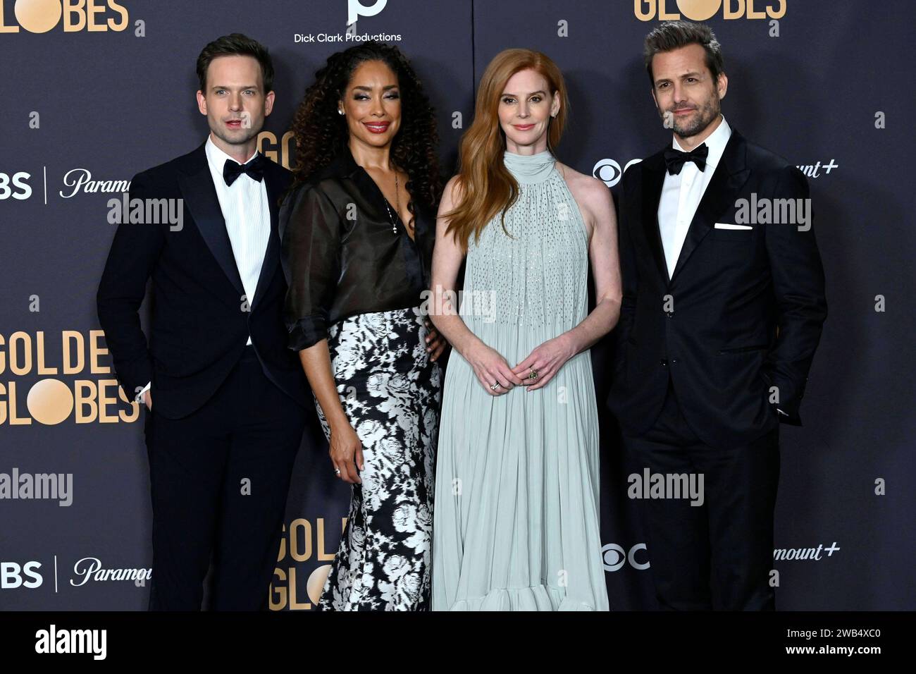 Patrick J. Adams, Gina Torres, Sarah Rafferty et Gabriel Macht BEI der Verleihung der 81. Golden Globe Awards im Beverly Hilton Hotel. Beverly Hills, 07.01.2024 *** Patrick J Adams, Gina Torres, Sarah Rafferty et Gabriel Macht aux Golden Globe Awards 81 au Beverly Hilton Hotel Beverly Hills, 07 01 2024 Foto:XJ.xBlocx/xFuturexImagex globes 2024 4700 Banque D'Images