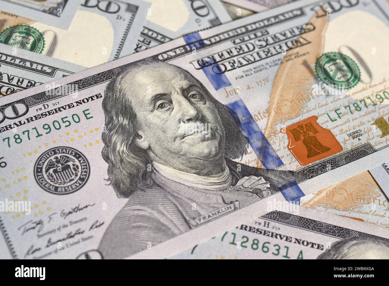 Contexte de 100 billets de dollars américains en gros plan. Fond d'argent. Banque D'Images