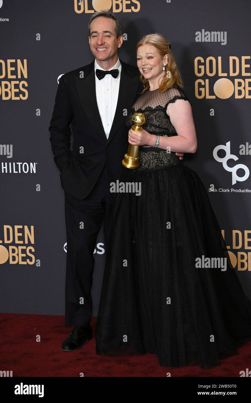 Matthew MacFadyen et Sarah Snook BEI der Verleihung der 81. Golden Globe Awards im Beverly Hilton Hotel. Beverly Hills, 07.01.2024 Banque D'Images