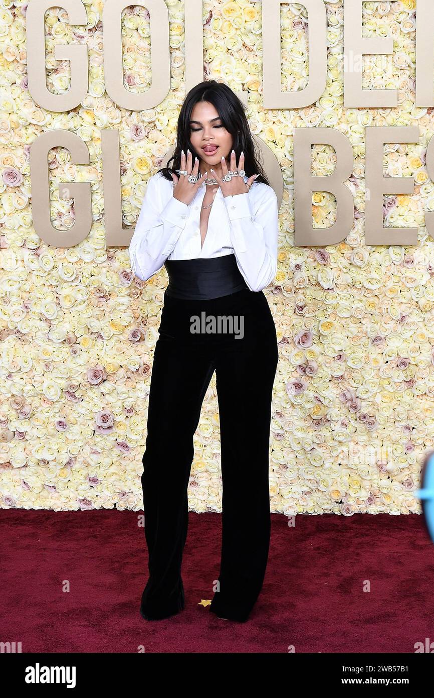 Beverly Hills, États-Unis. 08 janvier 2024. Ariana Greenblatt assiste à la 81e édition des Golden Globe Awards au Beverly Hilton le 07 janvier 2024 à Beverly Hills, en Californie. Photo : Casey Flanigan/imageSPACE/Sipa USA crédit : SIPA USA/Alamy Live News Banque D'Images