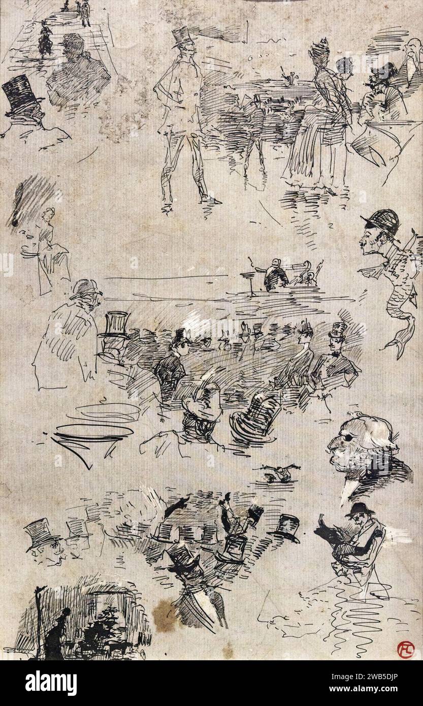 (Albi) le quadrille de la chaise Louis XIII Elysée Montmartre Toulouse-Lautrec 1886 encre et fusain sur papier. Banque D'Images
