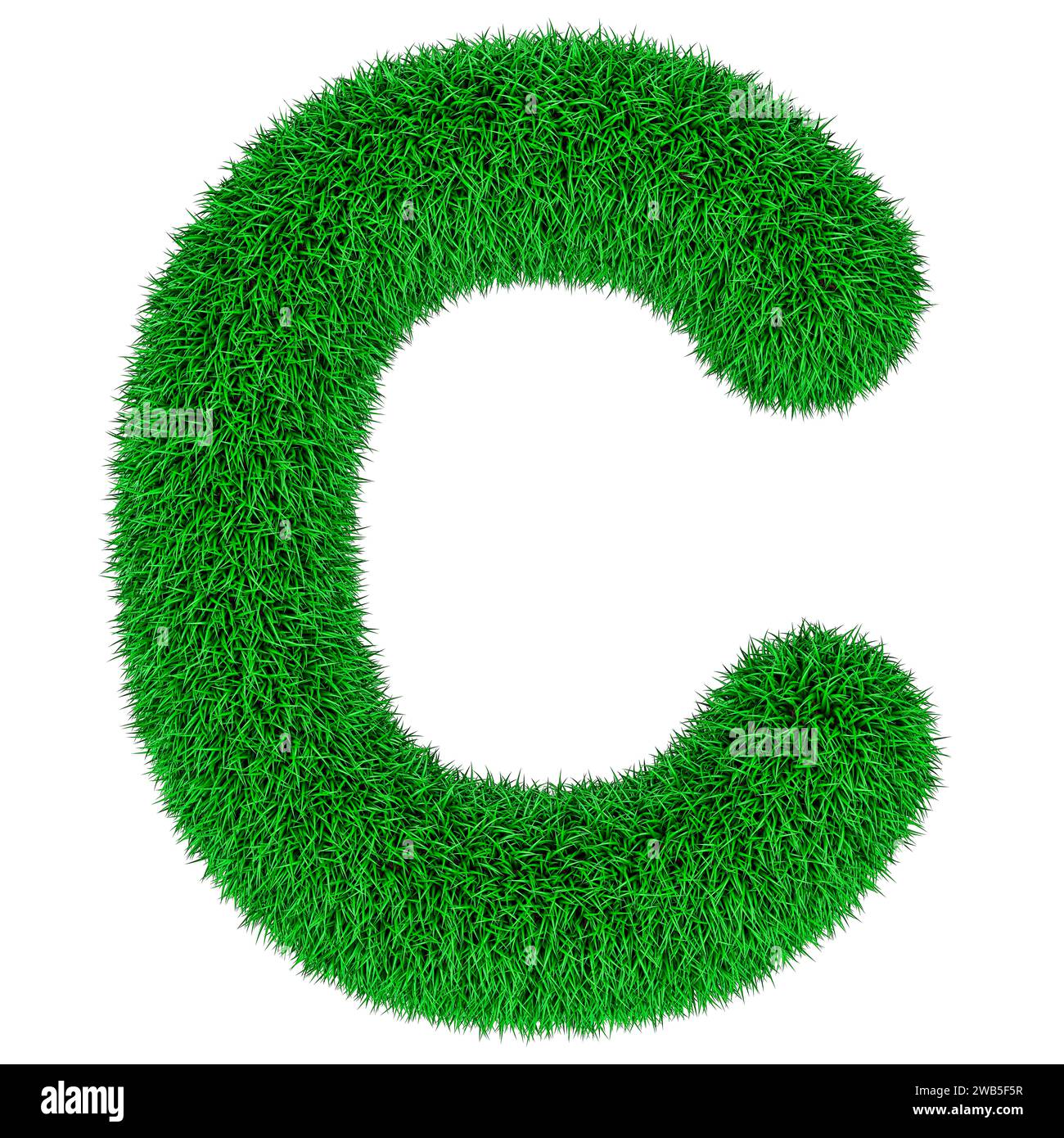 Vert herbe lettre C, rendu 3D isolé sur fond blanc Banque D'Images
