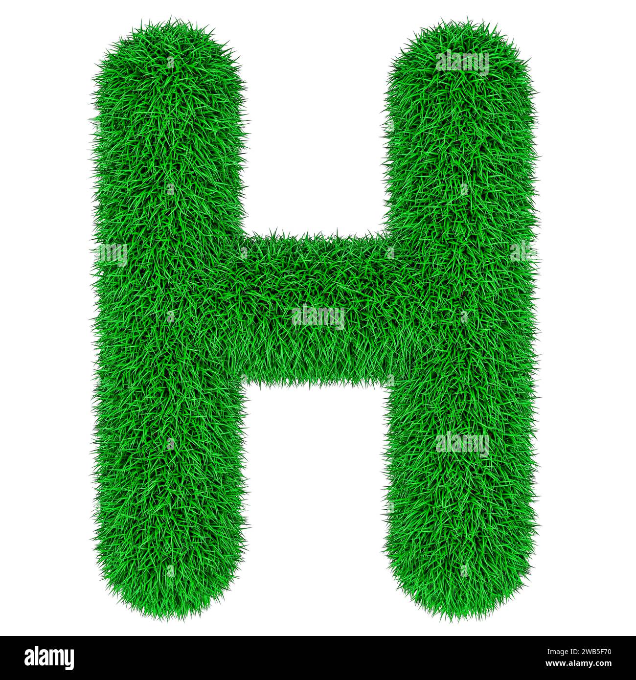 Vert herbe lettre H, rendu 3D isolé sur fond blanc Banque D'Images