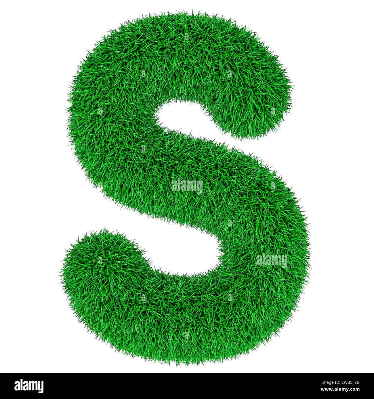 Vert herbe lettre S, rendu 3D isolé sur fond blanc Banque D'Images