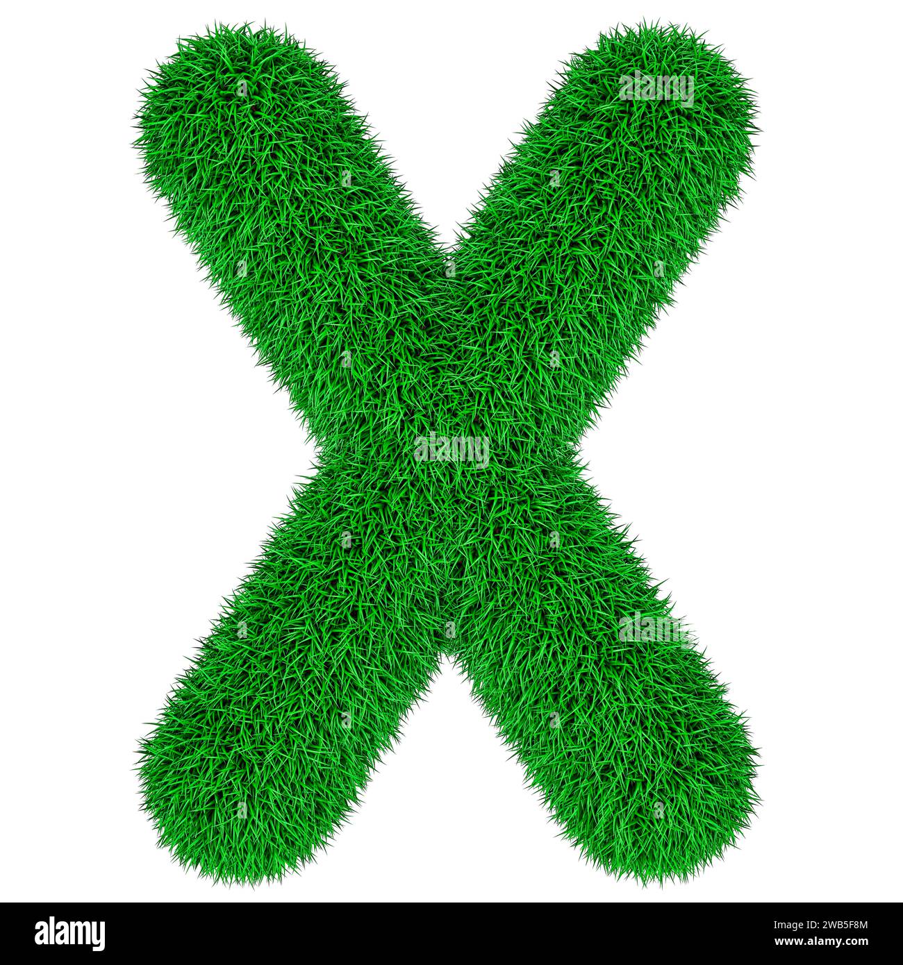 Vert herbe lettre X, rendu 3D isolé sur fond blanc Banque D'Images