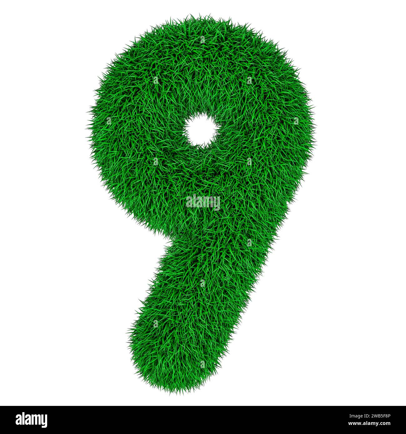 Numéro 9 de l'herbe verte, rendu 3D isolé sur fond blanc Banque D'Images