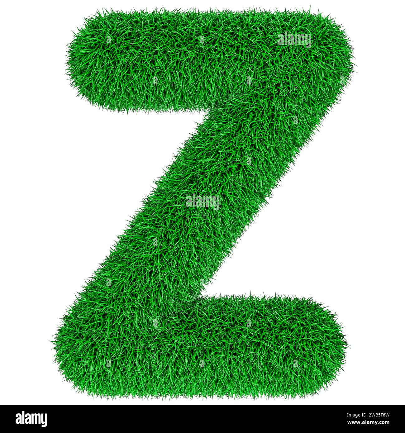 Vert herbe lettre Z, rendu 3D isolé sur fond blanc Banque D'Images