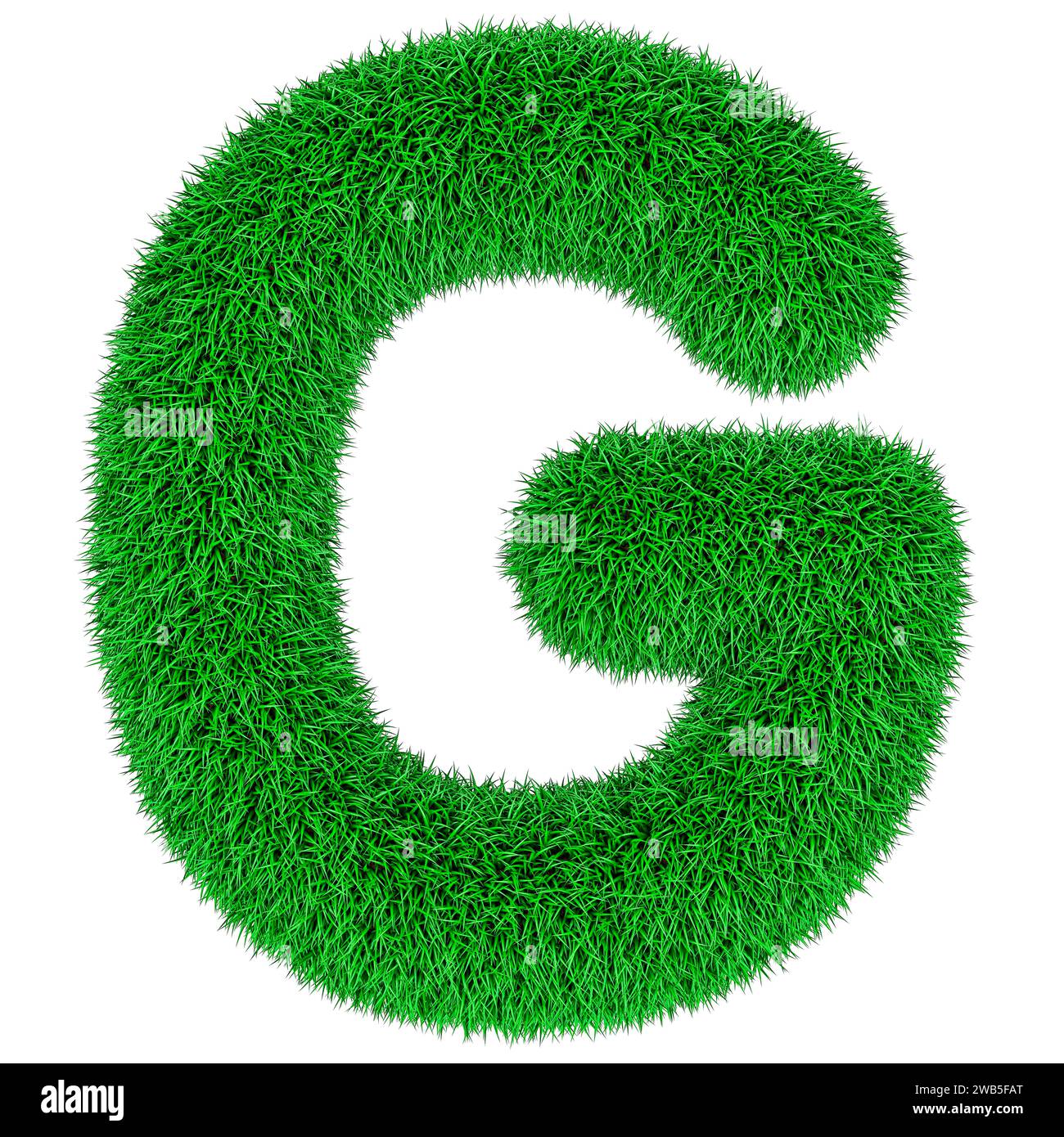 Lettre d'herbe verte G, rendu 3D isolé sur fond blanc Banque D'Images