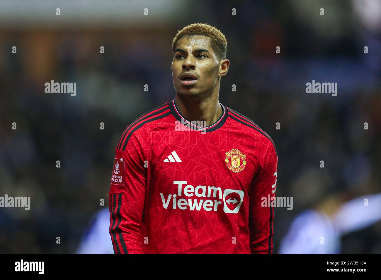 Wigan, Royaume-Uni. 08 janvier 2024. L'attaquant de Manchester United Marcus Rashford (10) lors du match du 3e tour du Wigan Athletic FC contre Manchester United FC Emirates FA Cup au DW Stadium, Wigan, Angleterre, Royaume-Uni le 8 janvier 2024 Credit : Every second Media/Alamy Live News Banque D'Images
