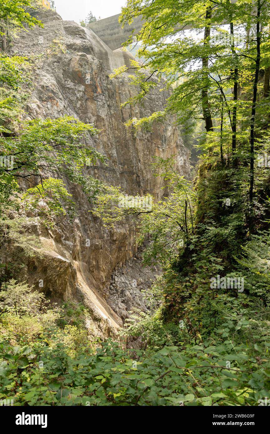 Dornbirn, Autriche, 14 septembre 2023 paysages naturels dans le canyon idyllique de Rappenloch Banque D'Images