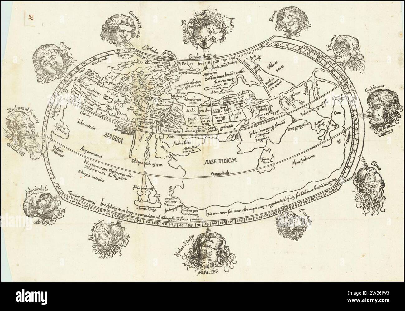 1503 carte du monde par Gregor Reisch. Banque D'Images