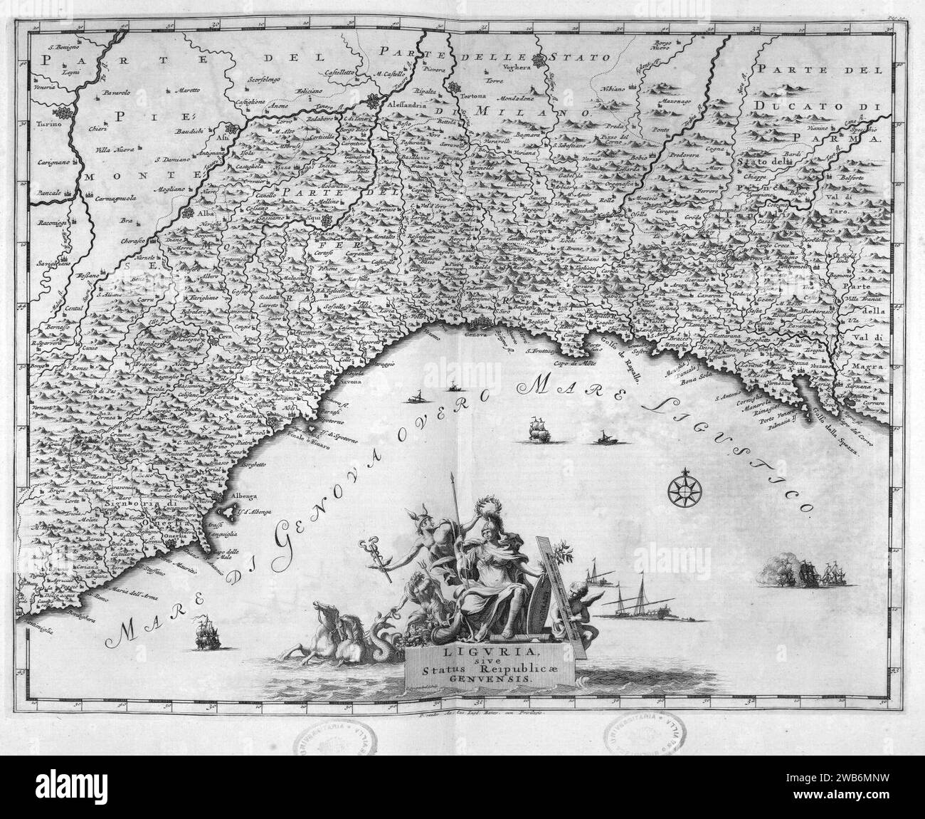 1704 carte de la Ligurie. Banque D'Images