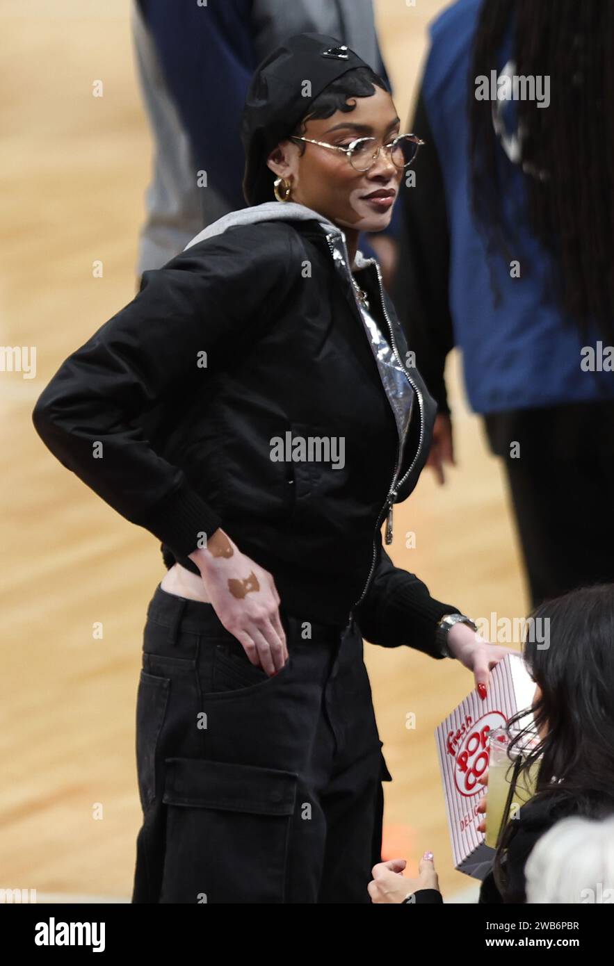 Washington, DC, États-Unis. 8 janvier 2024. Winnie Harlow assiste au Washington Wizards vs Oklahoma City Thunder Game au Capital One Arena à Washington, DC le 8 janvier 2024. Crédit : Mpi34/Media Punch/Alamy Live News Banque D'Images