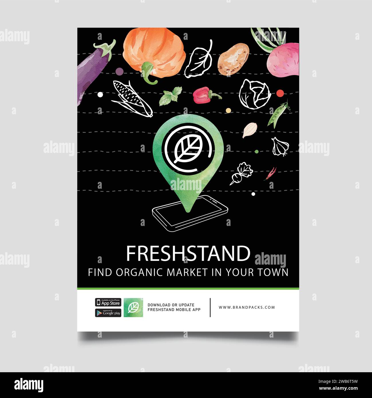Marché alimentaire bannière promotionnelle pour les publications sur les médias sociaux, bannière Web et dépliant Illustration de Vecteur