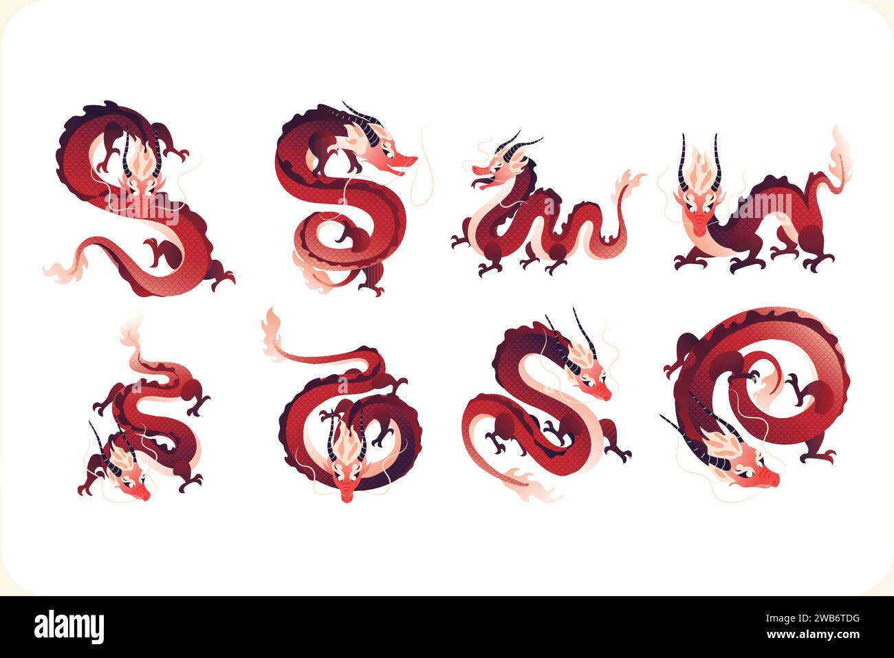 Joyeux nouvel an chinois 2024 signe du zodiaque, année du Dragon, avec l'art coupé en papier rouge et le style artisanal sur fond de couleur blanche Illustration de Vecteur