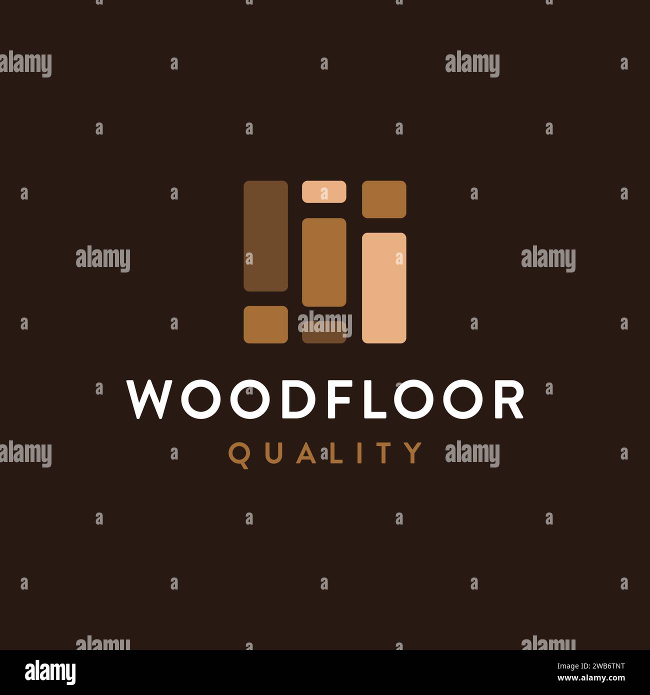 Modèle vectoriel d'icône de logo de plancher en bois minimaliste moderne sur fond sombre Illustration de Vecteur