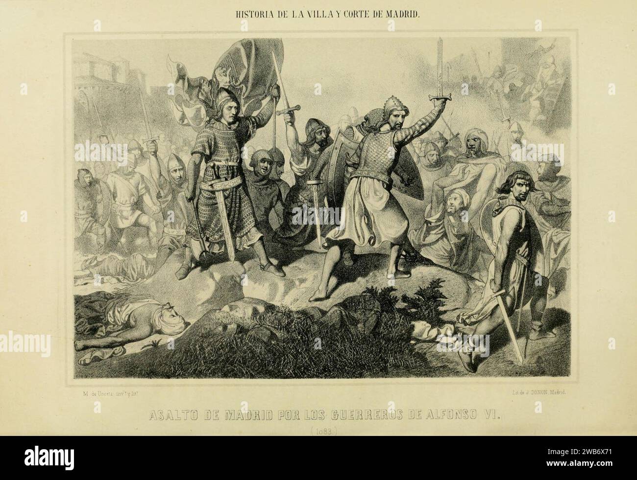1860, Historia de la Villa y Corte de Madrid, vol. 1, Asalto de Madrid por los guerreros de Alfonso VI Banque D'Images